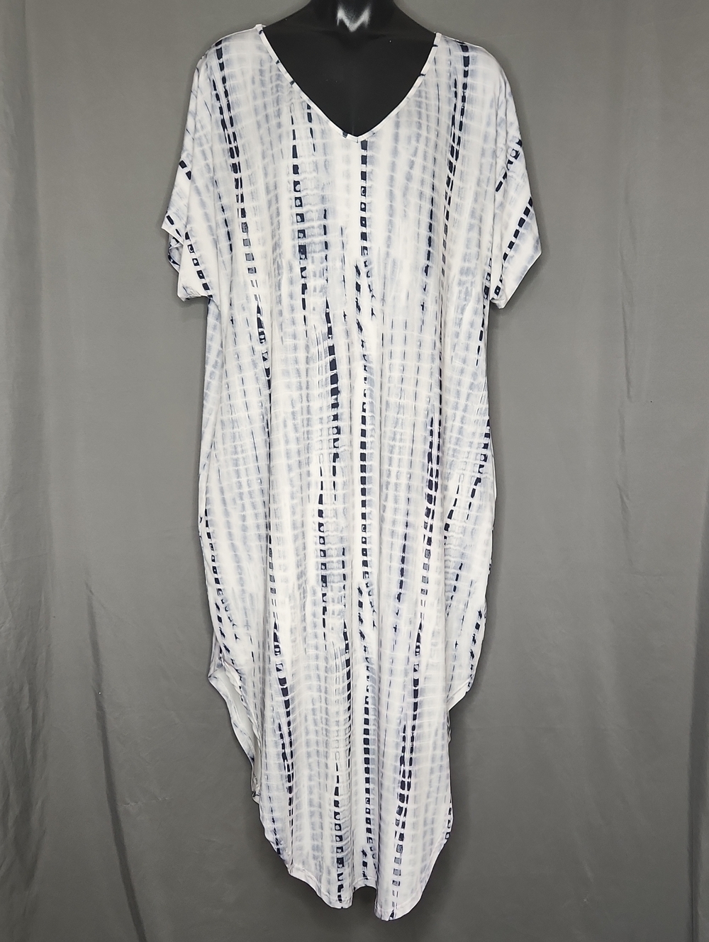 SHEIN Curve Short Sleeve Stretchy Maxi Dress With Side Slits - Tie-Dye - 3X